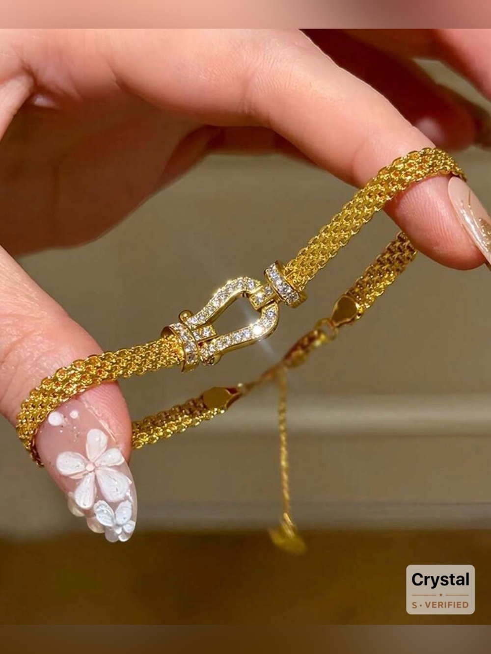 Western Horseshoe Bracelet Crystal-Embellished Gold Chain Bracelet